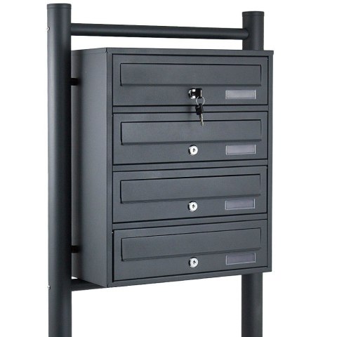 Skrzynka lokatorska 4 komory stal nierdzewna stojąca grafitowa zewnętrzna