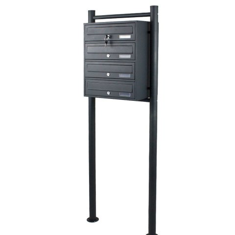 Skrzynka lokatorska 4 komory stal nierdzewna stojąca grafitowa zewnętrzna