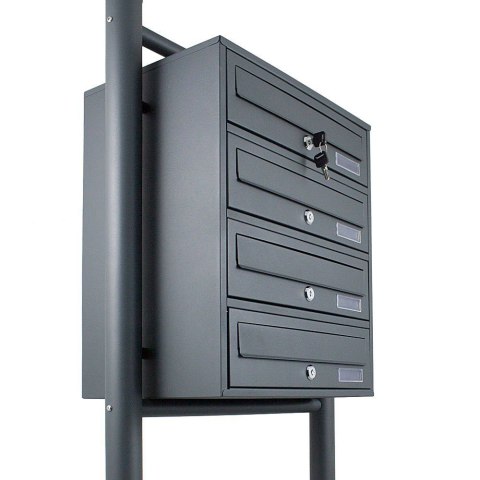 Skrzynka lokatorska 4 komory stal nierdzewna stojąca grafitowa zewnętrzna