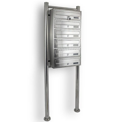 Skrzynka lokatorska 6 wrzutów euro stal nierdzewna stojak na listy zamek