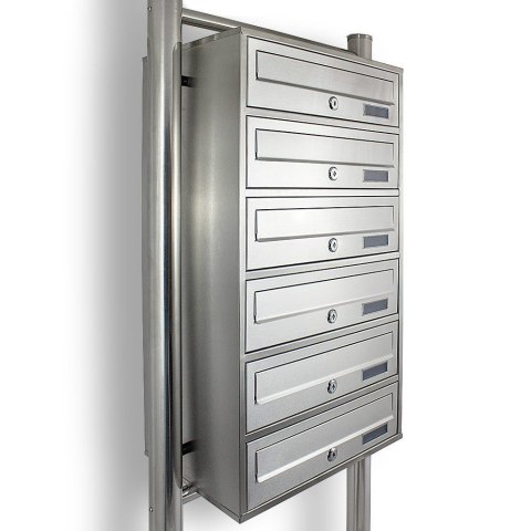 Skrzynka lokatorska 6 wrzutów euro stal nierdzewna stojak na listy zamek