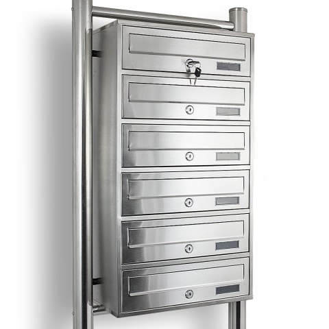 Skrzynka lokatorska 6 wrzutów euro stal nierdzewna stojak na listy zamek