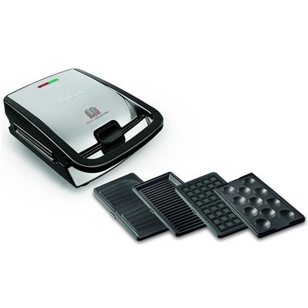 TEFAL | SW854D | Opiekacz do kanapek | 700 W | Liczba talerzy 4 | Liczba ciastek 2 | Średnica cm | Czarny/stal nierdzewna
