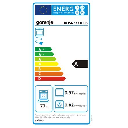 Gorenje | BOS67371CLB | Piekarnik | 77 L | Wielofunkcyjny | EcoClean | Sterowanie mechaniczne | Funkcja pary | Wysokość 59,5 cm 