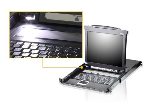 Aten | 8-portowy przełącznik KVM PS/2-USB VGA 17" LCD z portem Daisy-Chain i obsługą urządzeń peryferyjnych USB | CL5708M