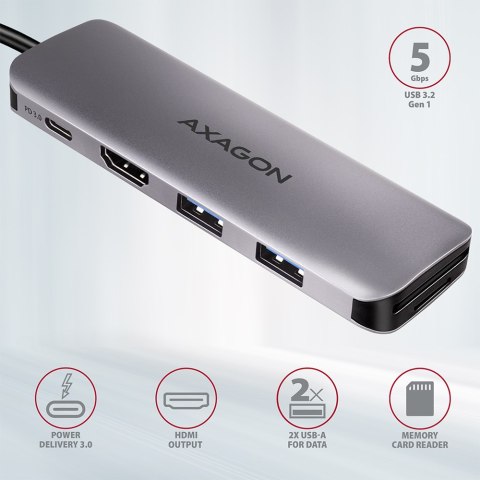 AXAGON SuperSpeed USB-C COMBO 5in1 Hub | HMC-5