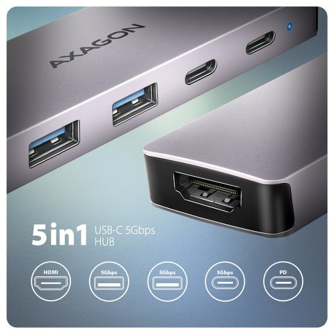 AXAGON USB-C 5Gbps 5in1 Hub | HMC-5H60