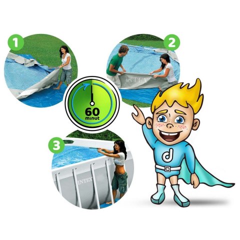 Basen ogrodowy stelażowy 610 x 305 x 122 cm 21w1 INTEX 26798 + hulajnoga GRATIS