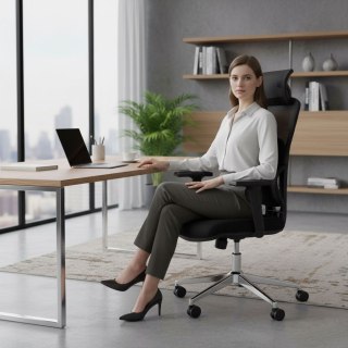 Fotel biurowy obrotowy ergonomiczny regulacja wysokości czarny ModernHome