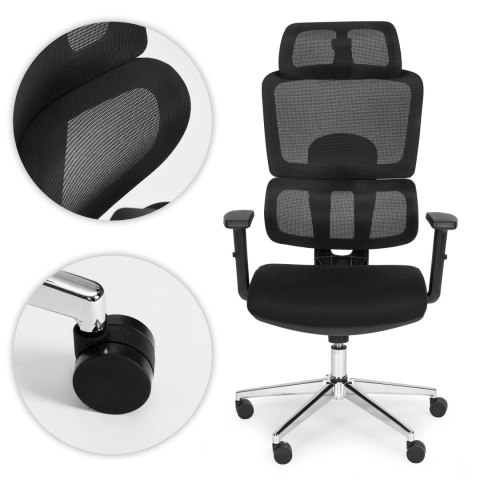 Fotel biurowy obrotowy ergonomiczny regulacja wysokości czarny ModernHome