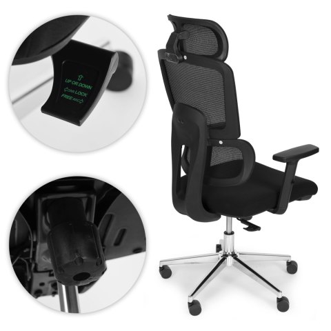 Fotel biurowy obrotowy ergonomiczny regulacja wysokości czarny ModernHome