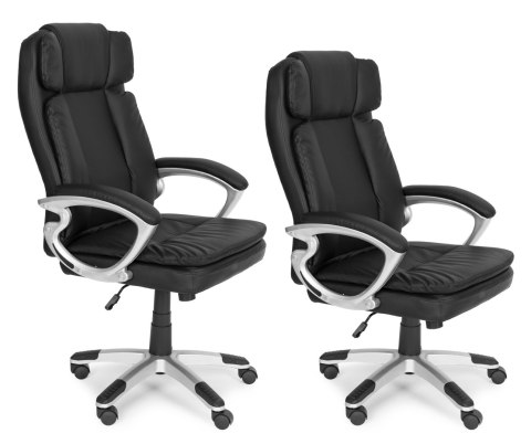 Fotel biurowy obrotowy podwójna tapicerka regulacja wysokości czarny ModernHome