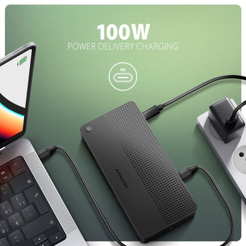 Stacja dokująca AXAGON HMC-U4 USB4, 3x USB-A, 2x USB-C, HDMI & DP 8K/30Hz, RJ-45, SD/mSD, audio, PD | AXAGON