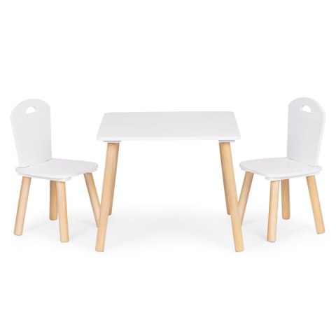 Zestaw mebli dla dzieci stolik + 2 krzesła białe ECOTOYS