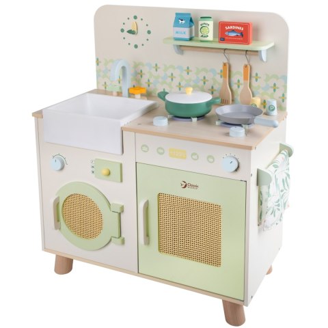 CLASSIC WORLD Drewniana Kuchnia XXL Wielofunkcyjna z Pralką i Akcesoriami