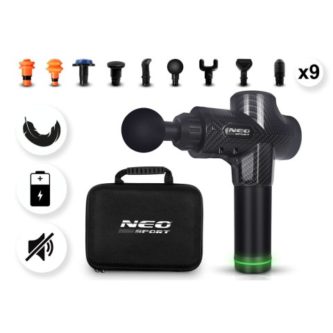 Pistolet do masażu ciała masażer 9 nakładek NS-503 Neo-sport czarny