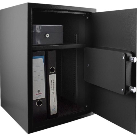 Sejf elektroniczny 52cm zamek kodowy 6-cyfrowy czarny stalowy na ścianę