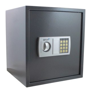 Sejf elektroniczny na dokumenty zamek kodowy 6-cyfrowy szary stalowy mocny