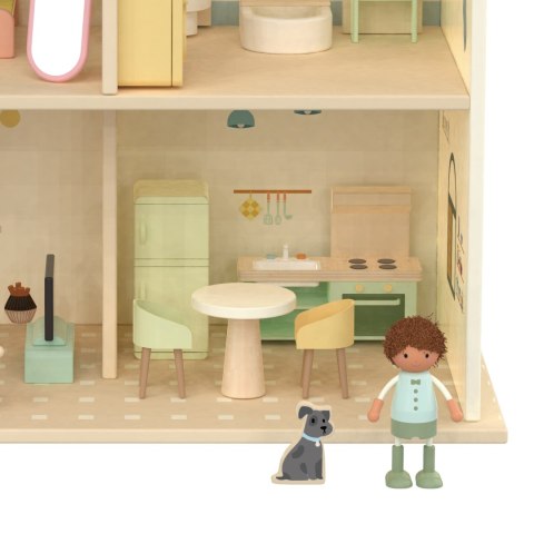 CLASSIC WORLD Wielki Drewniany Domek Przytulny Zakątek dla Lalek z Mebelkami 31el.