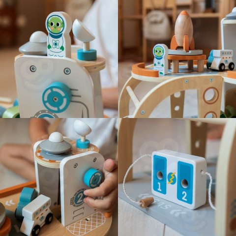 TOOKY TOY Drewniany Kosmiczny Parking Stacja Kosmiczna