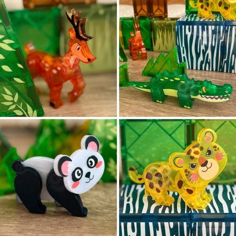 WOOPIE Klocki Magnetyczne Konstrukcyjne 3D Zestaw Edukacyjny Rzadkie Zwierzęta 45el.