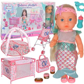 WOOPIE ROYAL Lalka Bobas 36 cm Syrenka Interaktywna Zestaw XXL Opiekunka 18w1
