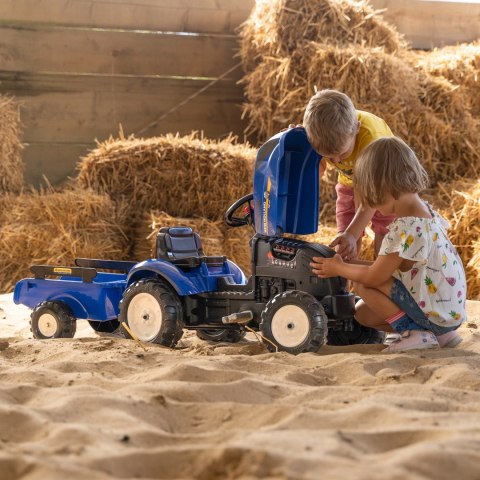 FALK Traktor na Pedały New Holland Duży z Przyczepką + Otwierana Maska od 2 lat