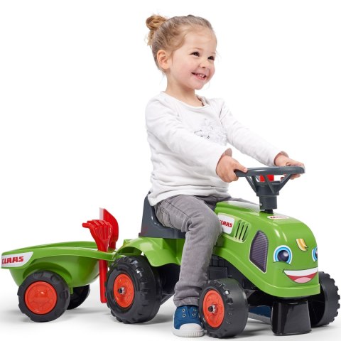 FALK Traktorek Baby Claas Zielony z Przyczepką + akc. od 1-3 lat