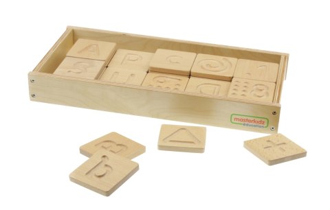 MASTERKIDZ Zabawka Sensoryczna Rozpoznaj Dotykiem Literki Cyfry Kształty Montessori