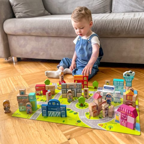 CLASSIC WORLD Drewniane Klocki Zbuduj Miasto 120 elementów