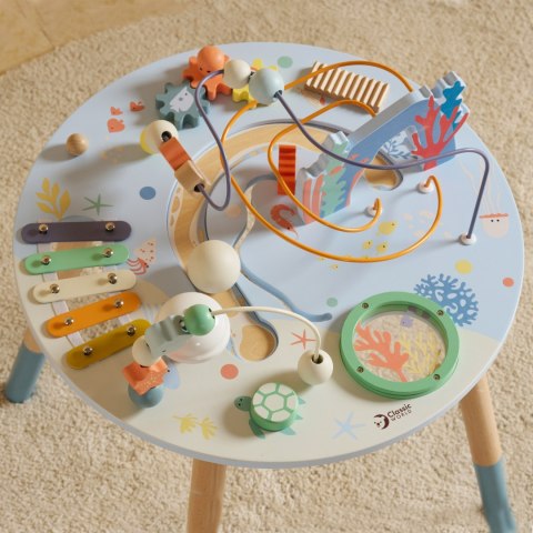CLASSIC WORLD Drewniany Stolik Aktywności "Morskie Życie" Muzyczno Edukacyjny