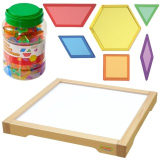 MASTERKIDZ Panel Skrzynia LED Sensoryczna + Klocki Montessori Mozaika 140 el.