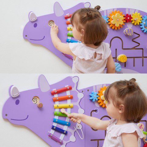 VIGA Drewniana Tablica Sensoryczna-Manipulacyjna EDU Triceratops