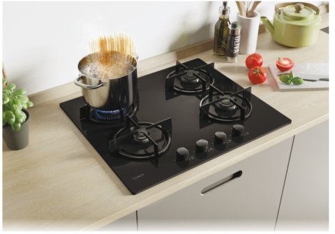 Candy CVW6BB Hob, Gas, Width 59,5 cm, 4 cooking zones, Mechanic control, Black