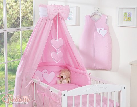 Baldachim z tkaniny - Serduszka różowe