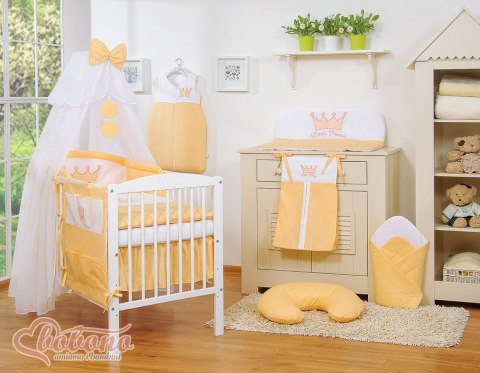 Duża moskitiera do łóżeczka dziecięcego z białego szyfonu z kółeczkami i kokardką - brzoskwiniowe