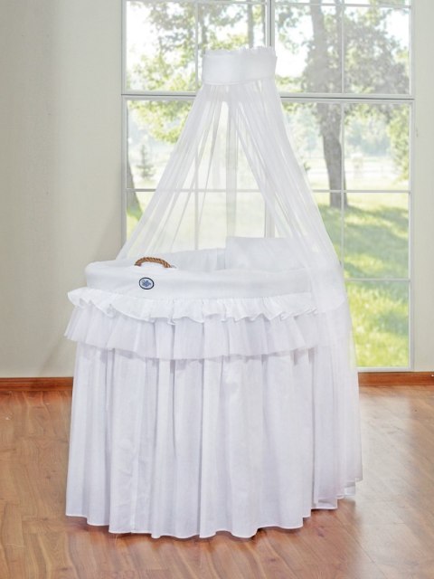 Kosz Mojżesza wiklinowy z baldachimem- Little Prince Princess biały