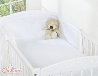 Ochraniacz do łóżeczka na szczebelki uniwersalny - Serduszka białe