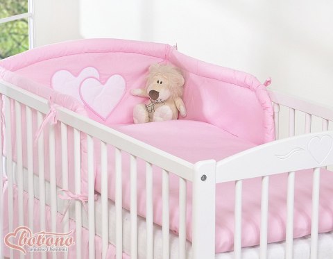 Ochraniacz do łóżeczka na szczebelki uniwersalny - Serduszka różowe