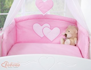 Ochraniacz do łóżeczka na szczebelki uniwersalny - Serduszka różowe