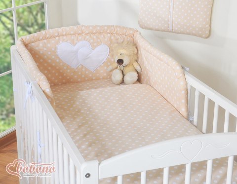 Pościel 3-cz 120x90 - Serduszka grochy beżowe