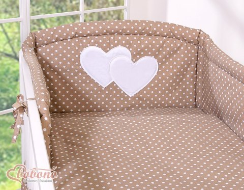 Pościel 3-cz 120x90 - Serduszka grochy na brązie