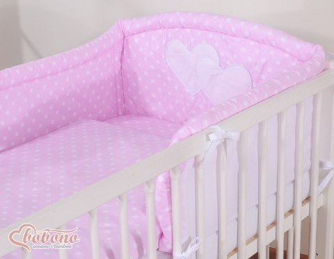 Pościel 3-cz 120x90 - Serduszka grochy różowe