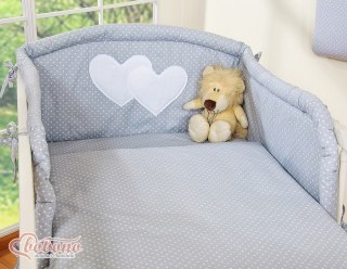 Pościel 3-cz 120x90 - Serduszka kropki na szarym