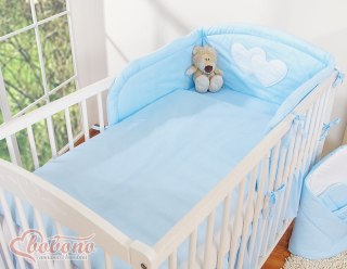 Pościel 3-cz 120x90 - Serduszka paseczki niebieskie