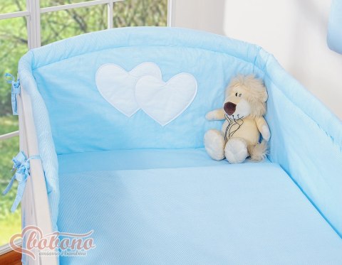 Pościel 3-cz 120x90 - Serduszka paseczki niebieskie