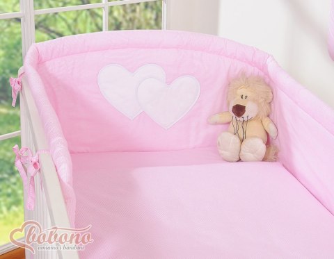 Pościel 3-cz 120x90 - Serduszka paseczki różowe