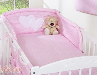 Pościel 3-cz 135x100 - Serduszka kropki na różu