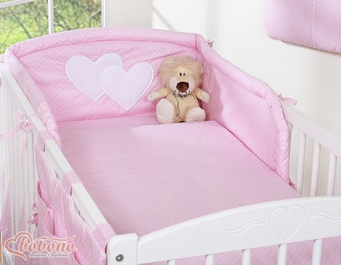 Pościel 3-cz 135x100 - Serduszka kropki na różu