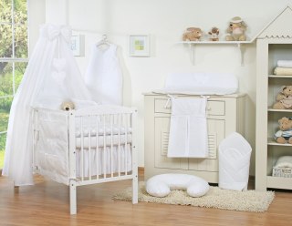 Pościel 5-cz 120x90 z baldachimem - Wiszące Serduszka białe